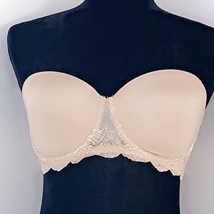 CK Beige Strapless Push-up Bra